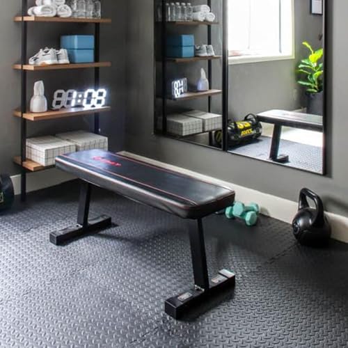 1" Thick EVA Interlocking Foam Gym Flooring Mat, 6 Tiles, Black M5857
