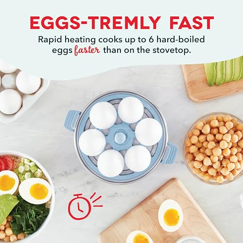 Rapid Egg Cooker for 6 Eggs, Hard Boiled, Poached, Scrambled, or Omelets, Auto Shut Off - Black O7665