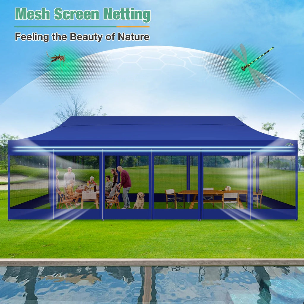 10x30 Pop Up Canopy Tent with Netting and Sidewalls, Waterproof, Outdoor Party Gazebo G34362