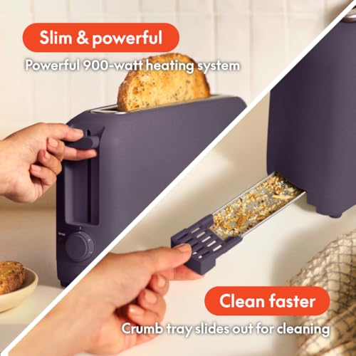 2 Slice Slim Toaster with 6 Shade Control, Reheat & Cancel, Removable Crumb Tray E366018