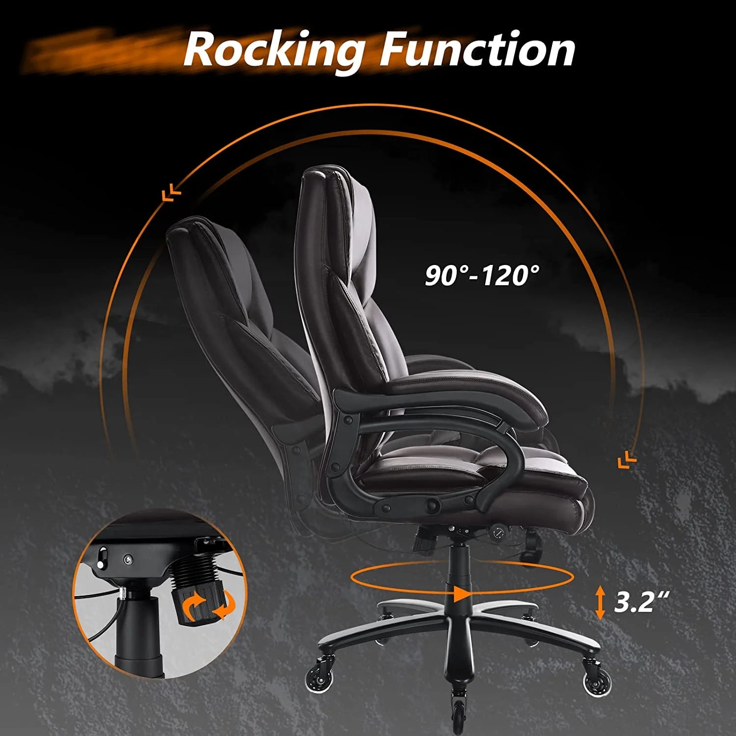 Big and Tall 500lb Home Office Chair with High Back and Lumbar Support P2537