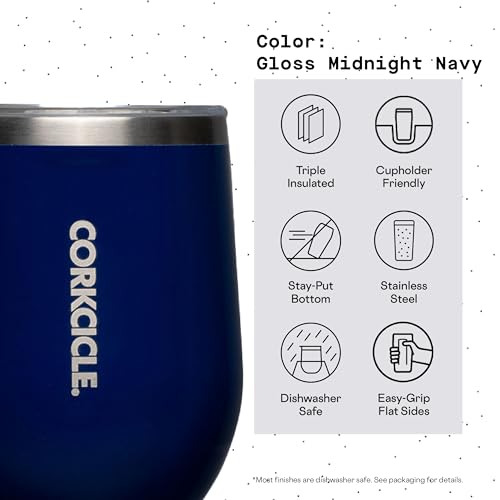 Insulated Stemless Wine Glass Tumbler, 12 oz, Stainless Steel, Powder Blue T624