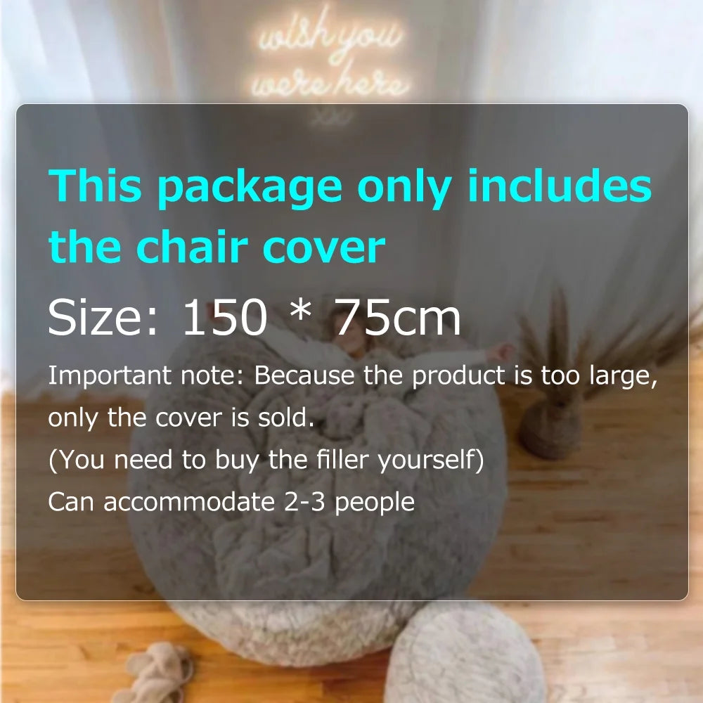 Round Soft Fluffy Bean Bag Chair Cover Only R37058