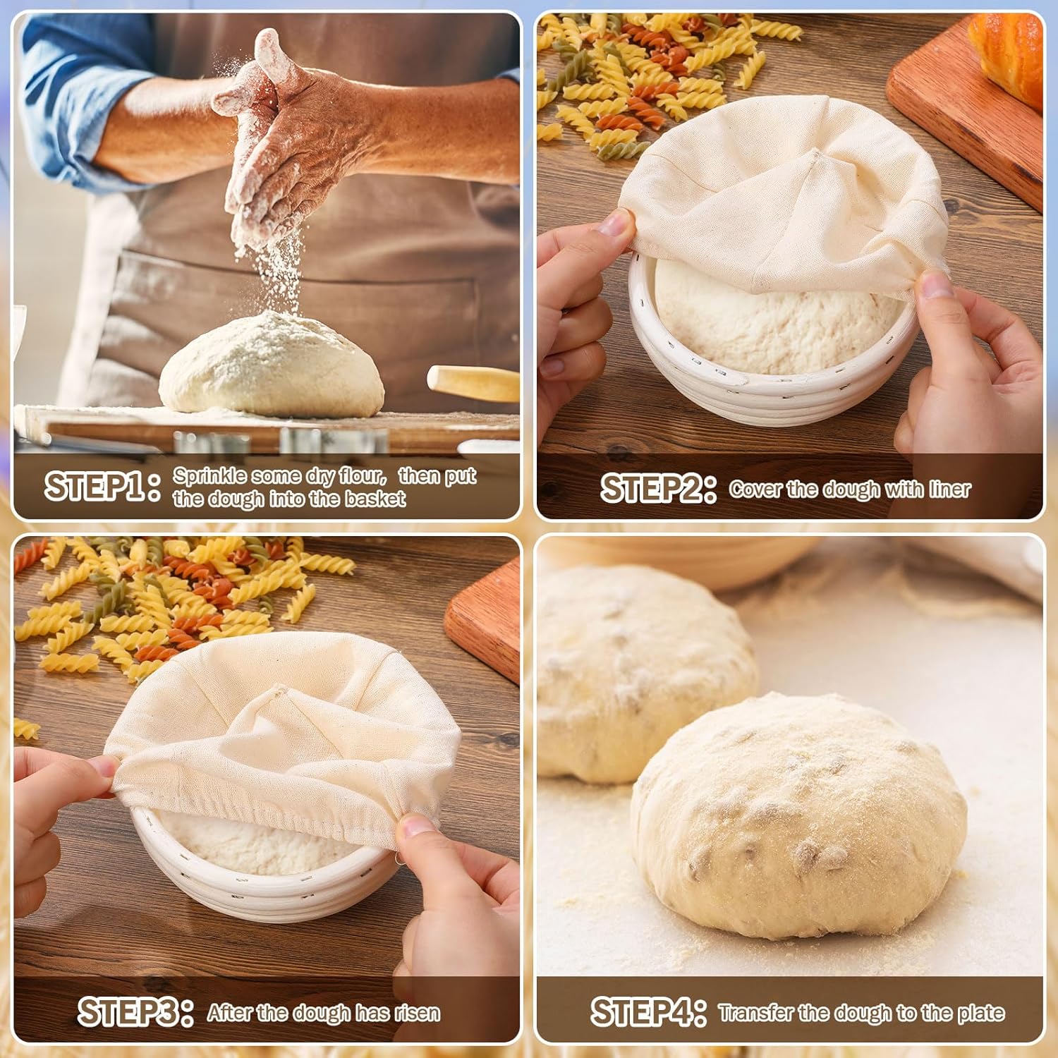 Bread Proofing Basket 5 Inch Banneton Round Dough Sourdough Set with Linen Liner L758