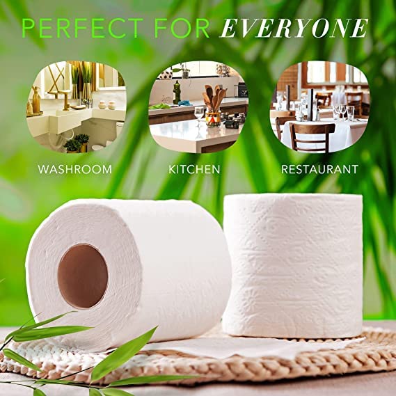Bamboo Toilet Paper 2-Ply with Kitchen Towel, 24 Rolls J262