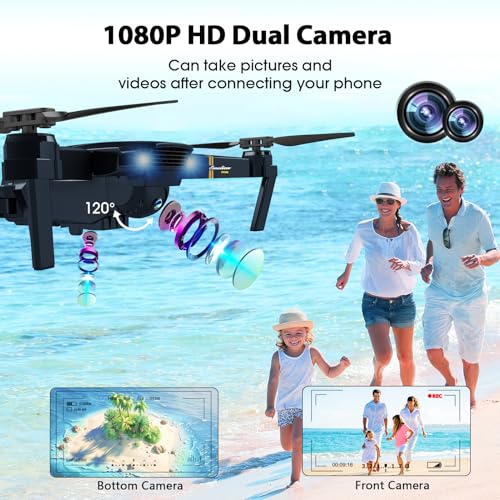 Foldable Camera Drone for Adults Kids, 1080P FPV, 2 Batteries J186818