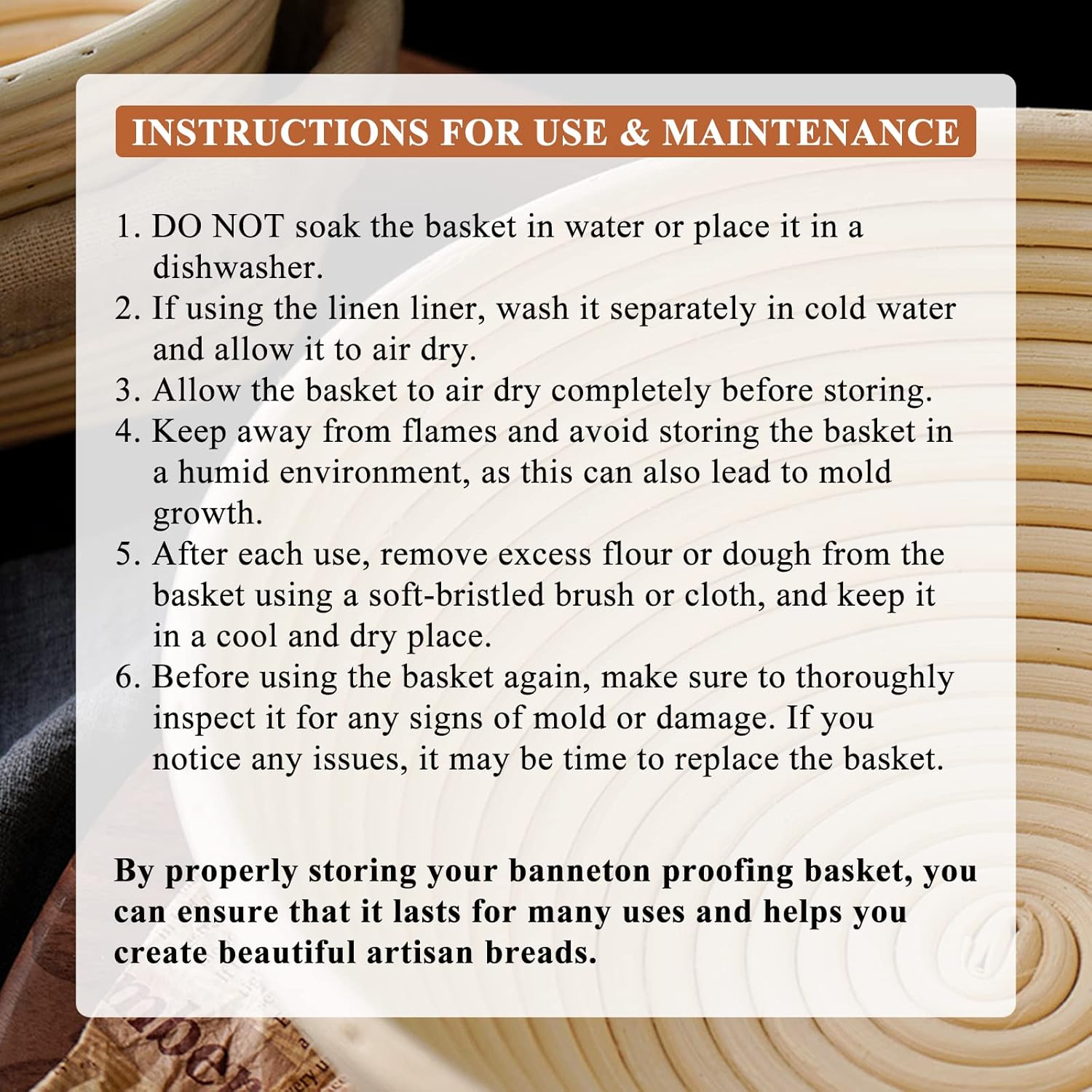 Sourdough Bread Proofing Basket Set with Liner, Lame, Dough Scraper and Brush D15411