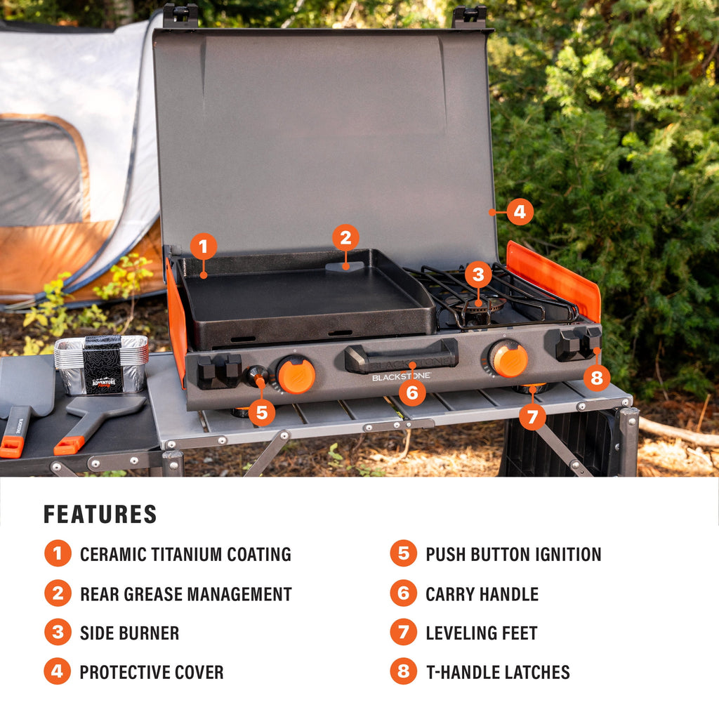 14" Propane Camping Griddle with Side Burner Y702745