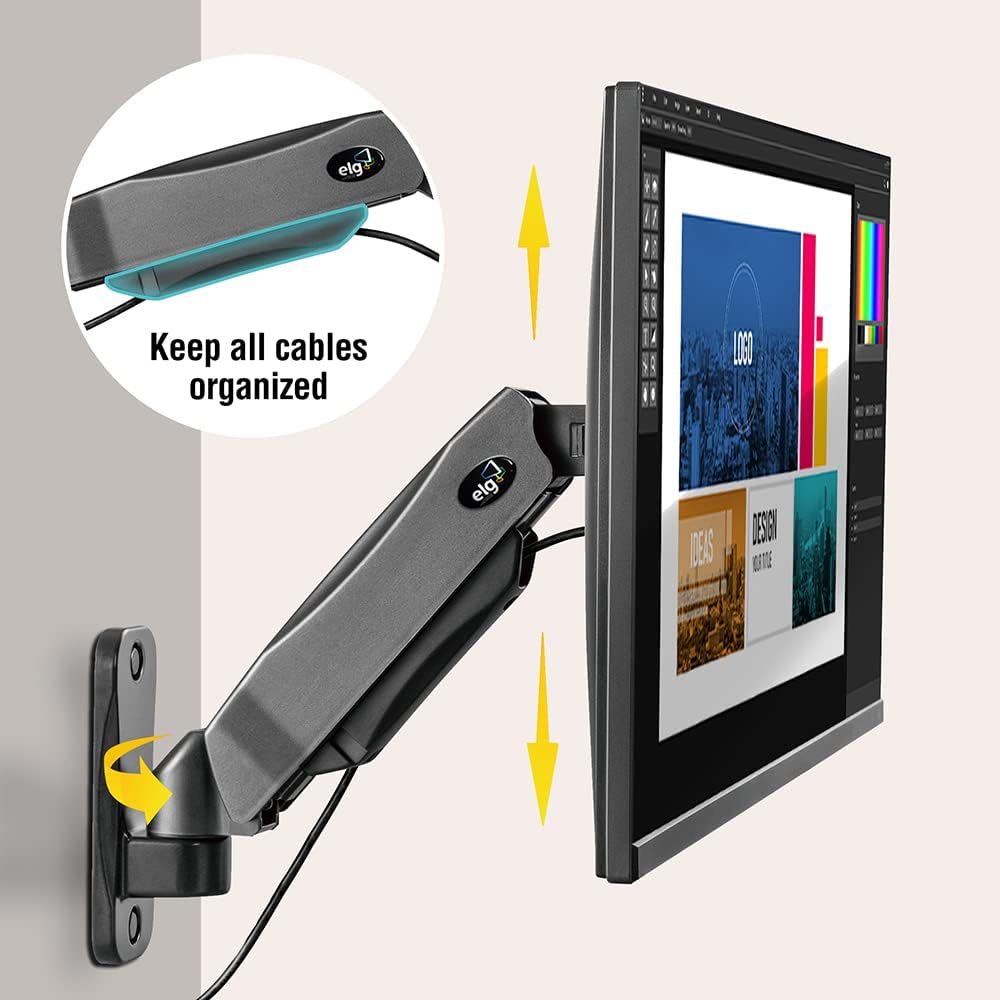 Full Motion Swivel Monitor Wall Mount Stand for 17 to 35 Inch Displays, Black D4277