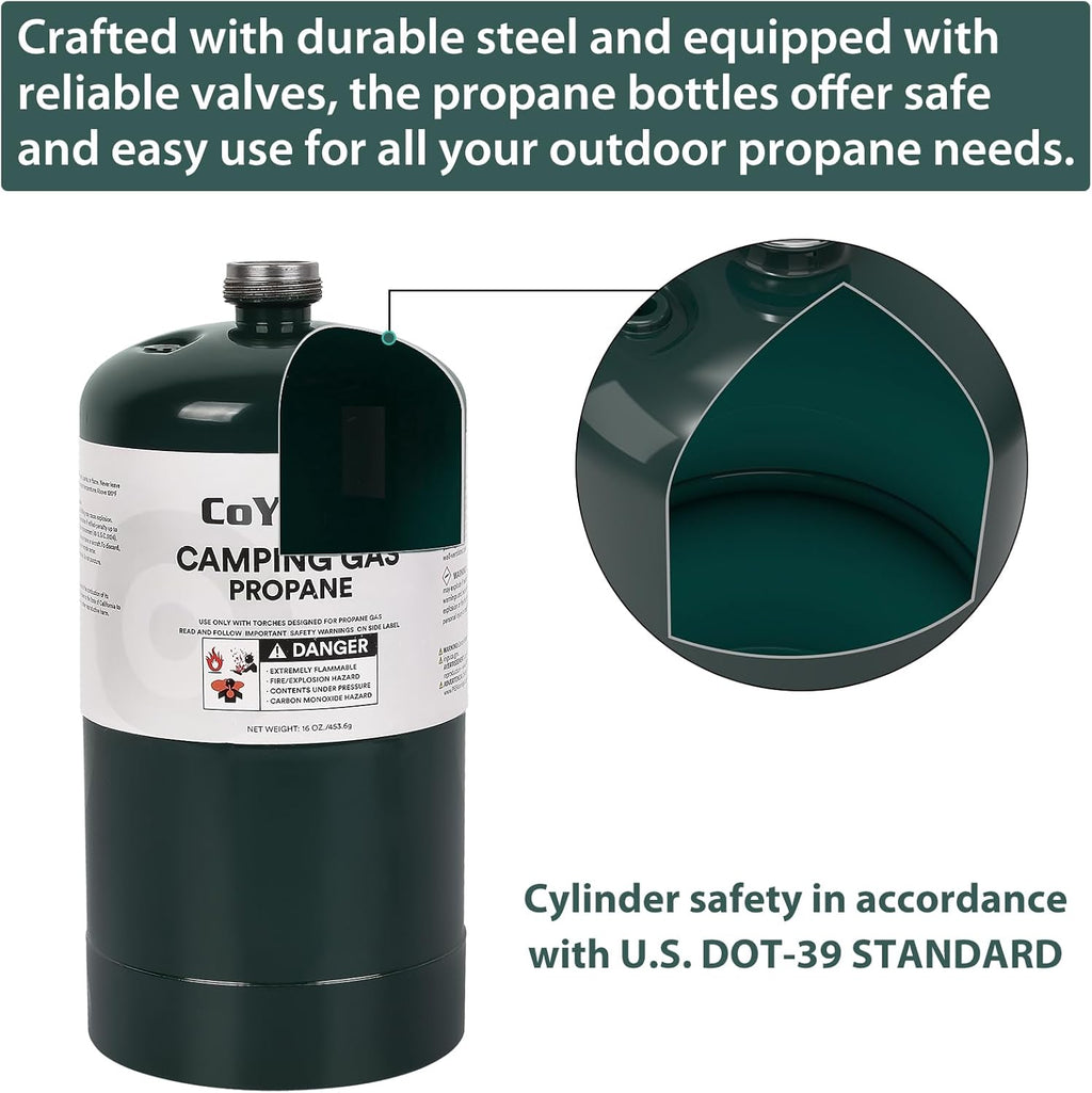 1LB Propane Cylinder Tank, 16 oz, DOT Compliant N125