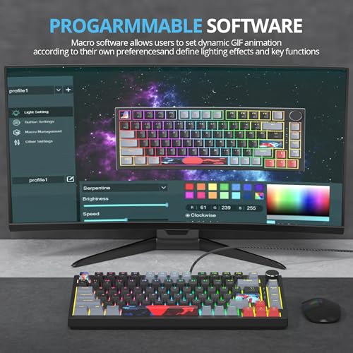 82-Key Compact Wired RGB Mechanical Gaming Keyboard, Black E1215