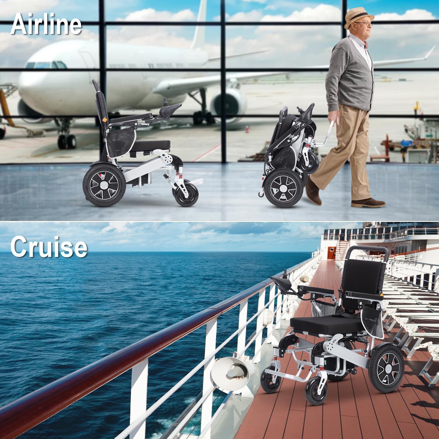 Lightweight Foldable Electric Wheelchair for Senior, 20mi Cruise Range B939