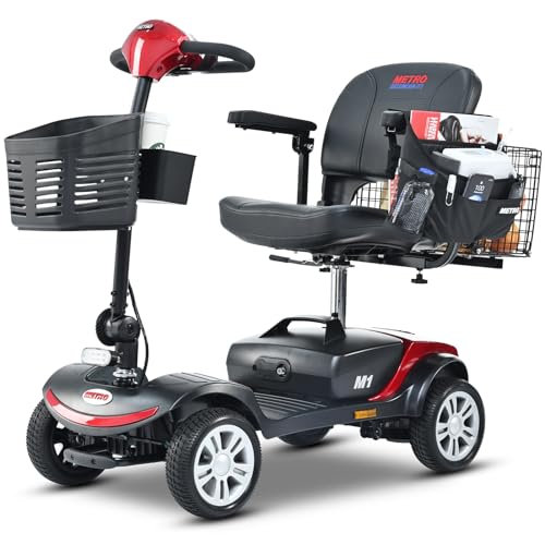 Folding Mobility Scooter for Seniors 4 Wheel Scooter for Adults Electric Medical Scooter Compact for Travel - Electric Powered Wheelchair Device - Compact Heavy Duty Mobile(Light Blue)