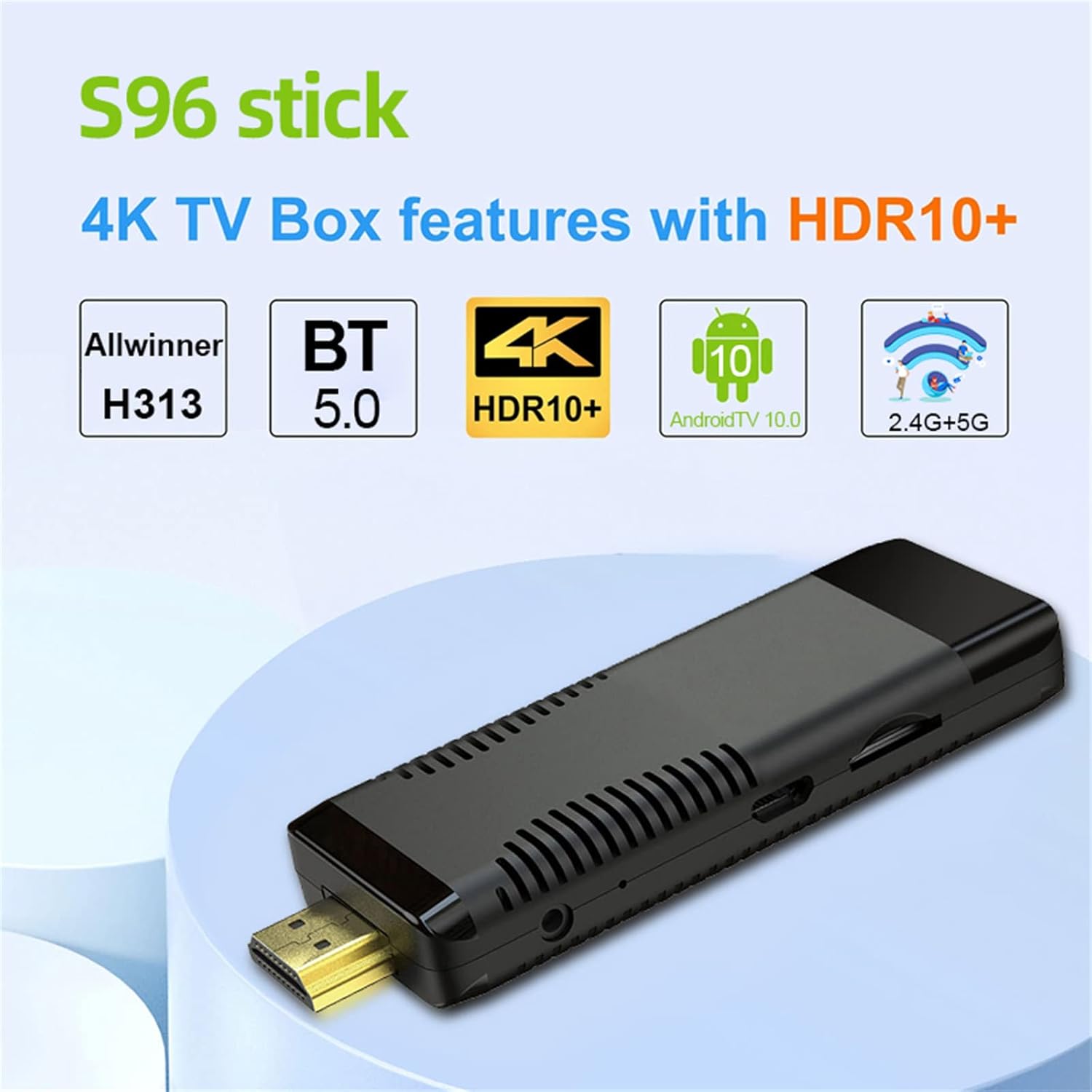TV Stick Android TV Box 4K WiFi Bluetooth Voice Remote 1GB+8GB U11242