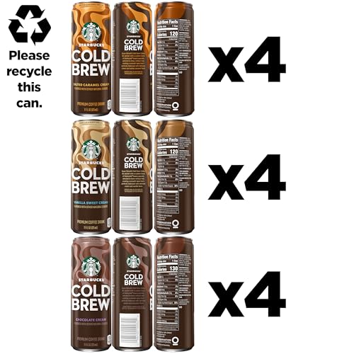Cold Brew Coffee, 3 Flavor Variety Pack, 11 fl oz Cans (12 Pack) D4556