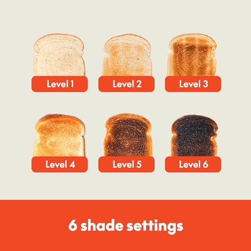 2 Slice Slim Toaster with 6 Shade Control, Reheat & Cancel, Removable Crumb Tray E366018