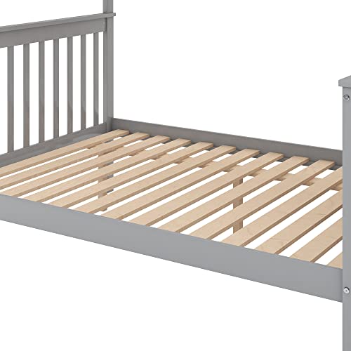 Twin Over Twin/Full Bunk Bed with Trundle and Drawers, Solid Wood Staircase, White C353971