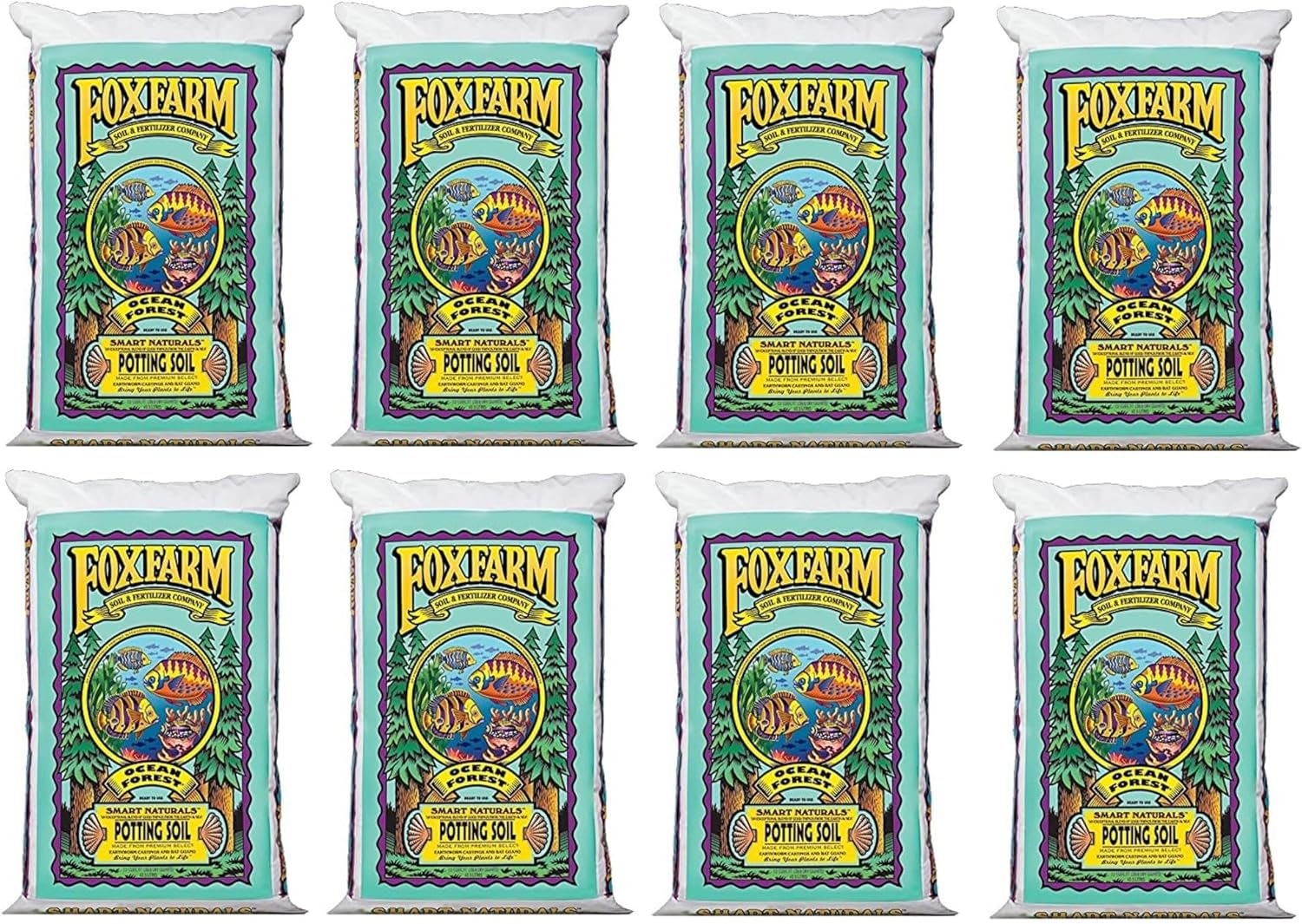 FoxFarm Ocean Forest Potting Soil, 1.5cu ft (Pack of 8) – Light, Aerated Texture, Designed for All Container Plants – pH Adjusted for Optimal Nutrient Uptake, Effectively Retains Moisture