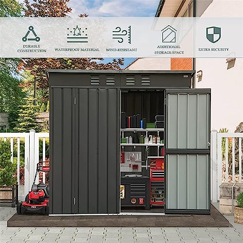 Metal Storage Shed with Pent Roof, Double Lockable Doors V6575