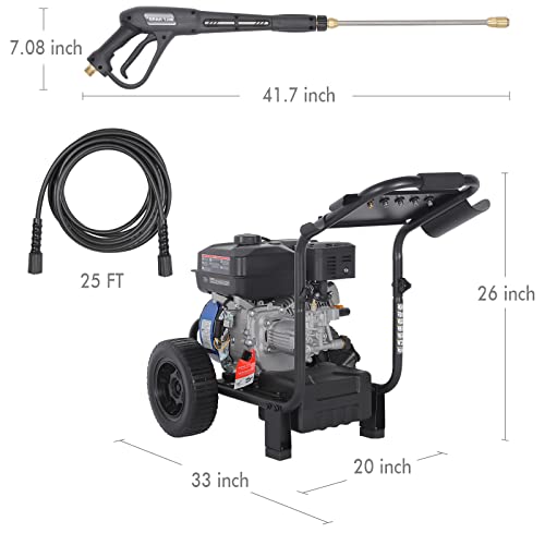 Gas Pressure Washer, 3500 PSI, 2.5 GPM, Heavy Duty with Spray Gun and Wand Q79365