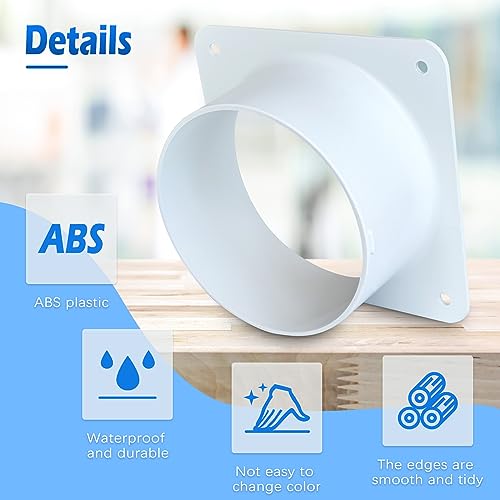 4" Air Vent Duct Connector Flange, Plastic Ventilation Pipe for HVAC R207589
