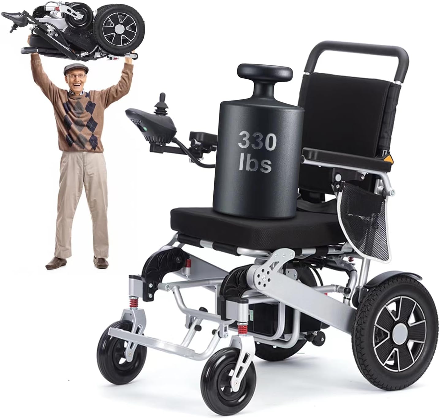 Intelligent Lightweight Foldable Electric Wheelchair, Portable Long Range Motorized Wheelchair,All Terrain Motorized Wheelchair for Adults,Durable Wheelchair -20 mi Cruise Range-Ships from USA