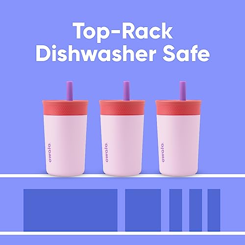 Kids Insulated Stainless Steel Tumbler with Straw, 12 oz, Pink and Purple D7580