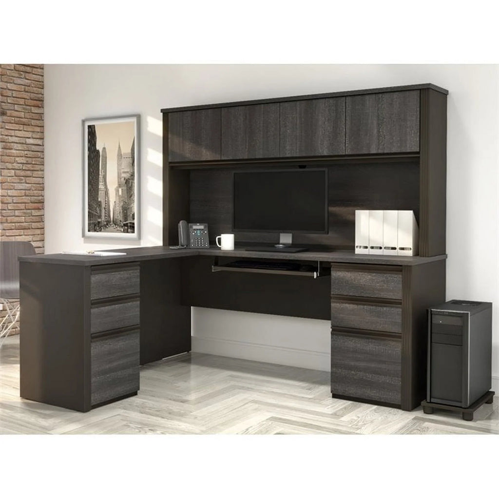 L Shaped Computer Desk with Hutch Q9139
