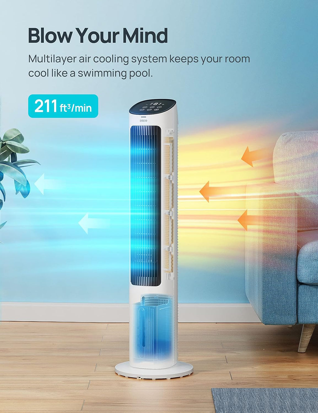 40" Oscillating Tower Fan for Bedroom with Remote Control, 3 Modes, Quiet Floor Fan O569