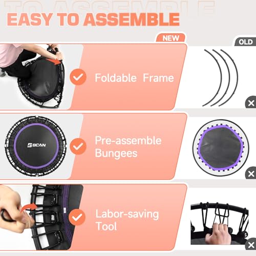 Foldable Mini Trampoline for Adults with Durable Bungees V5441