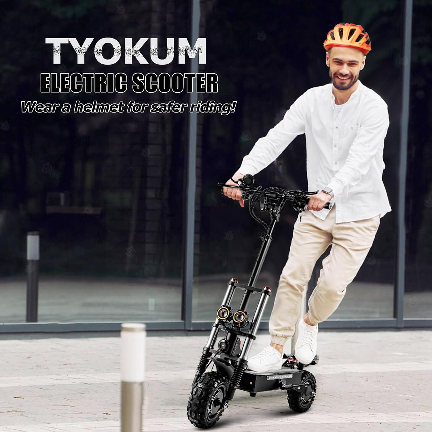 Electric Scooter for Adults with Seat, 50 MPH, 60+ Miles Range, Foldable, 11" Fat Tires L6576