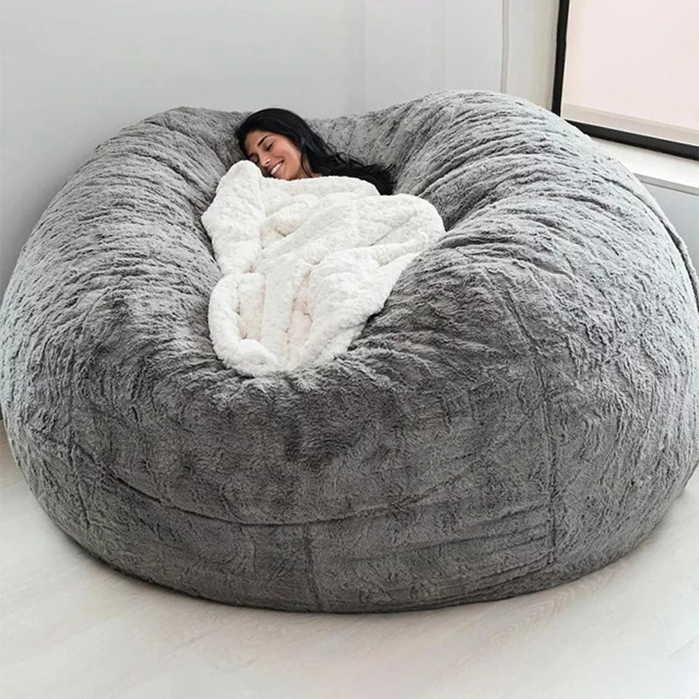 Round Soft Fluffy Bean Bag Chair Cover Only R37058