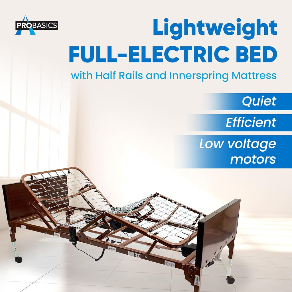 Full Electric Hospital Bed with Adjustable Motor, Springs, and Bed Ends for Home Use A7522