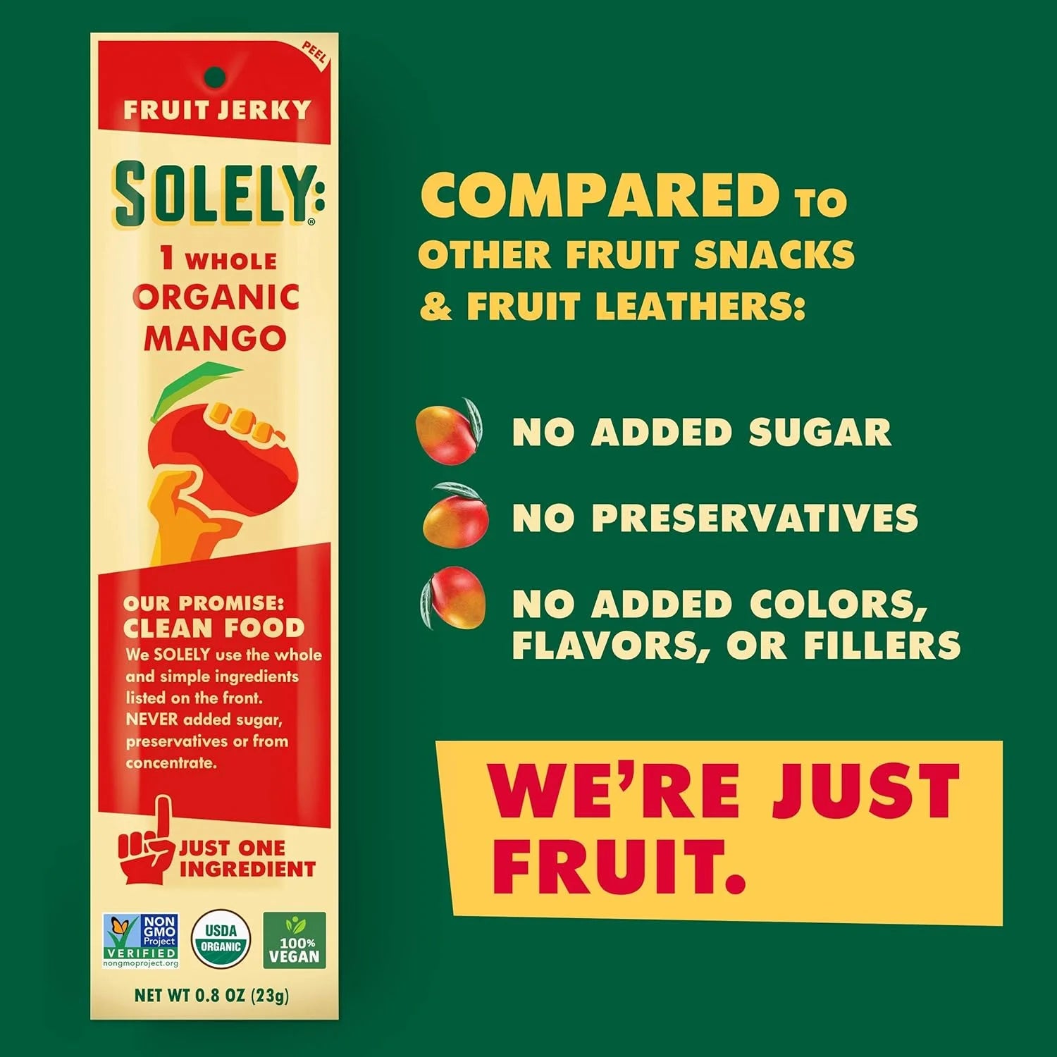 Organic Mango Fruit Jerky Snack, 12-Pack D9536