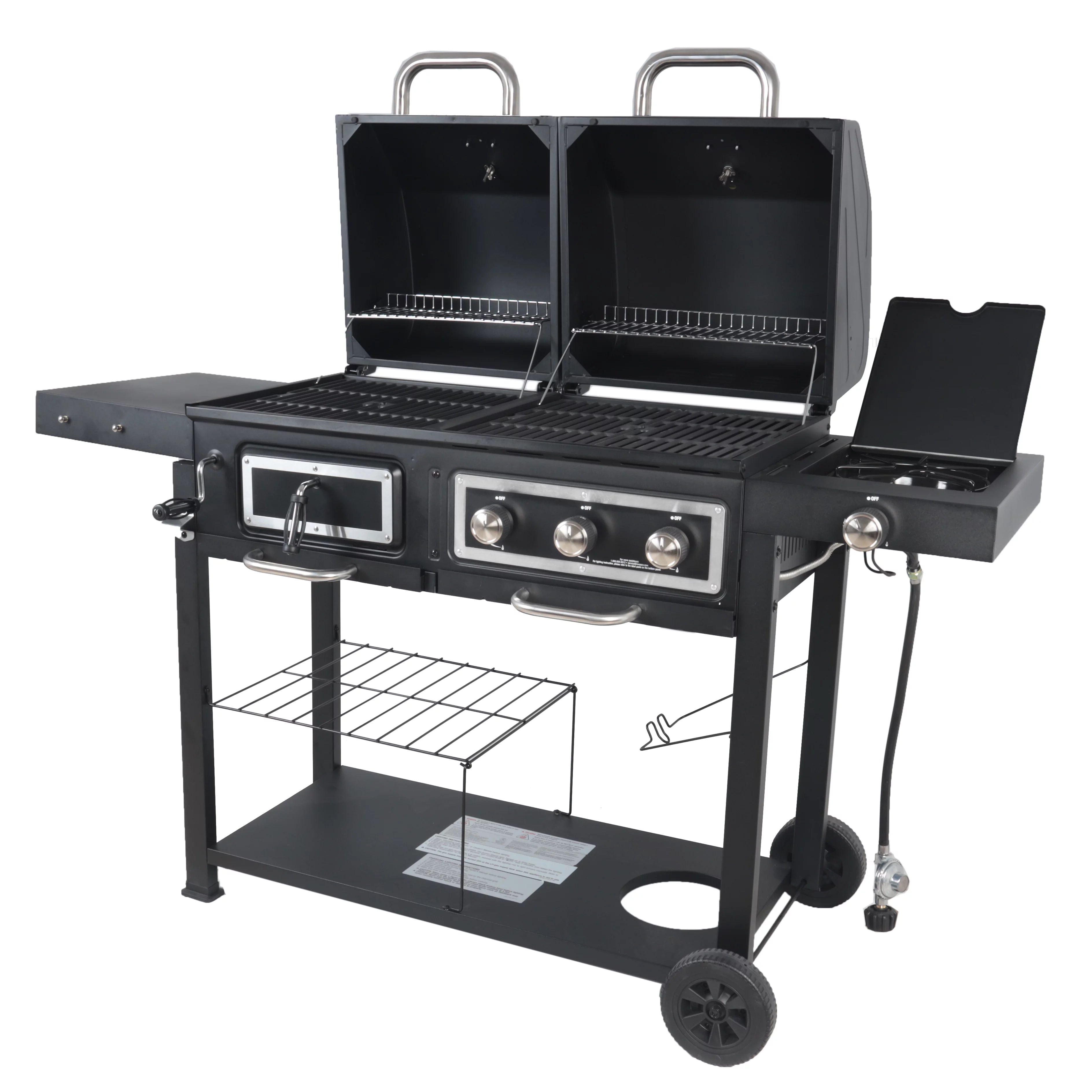 Dual Fuel Gas & Charcoal Combo Grill, Black with Stainless G725379