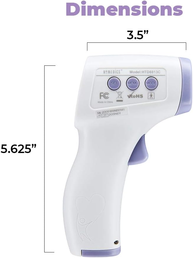 Non-Contact Infrared Forehead Thermometer with High-Fever Alert X393840