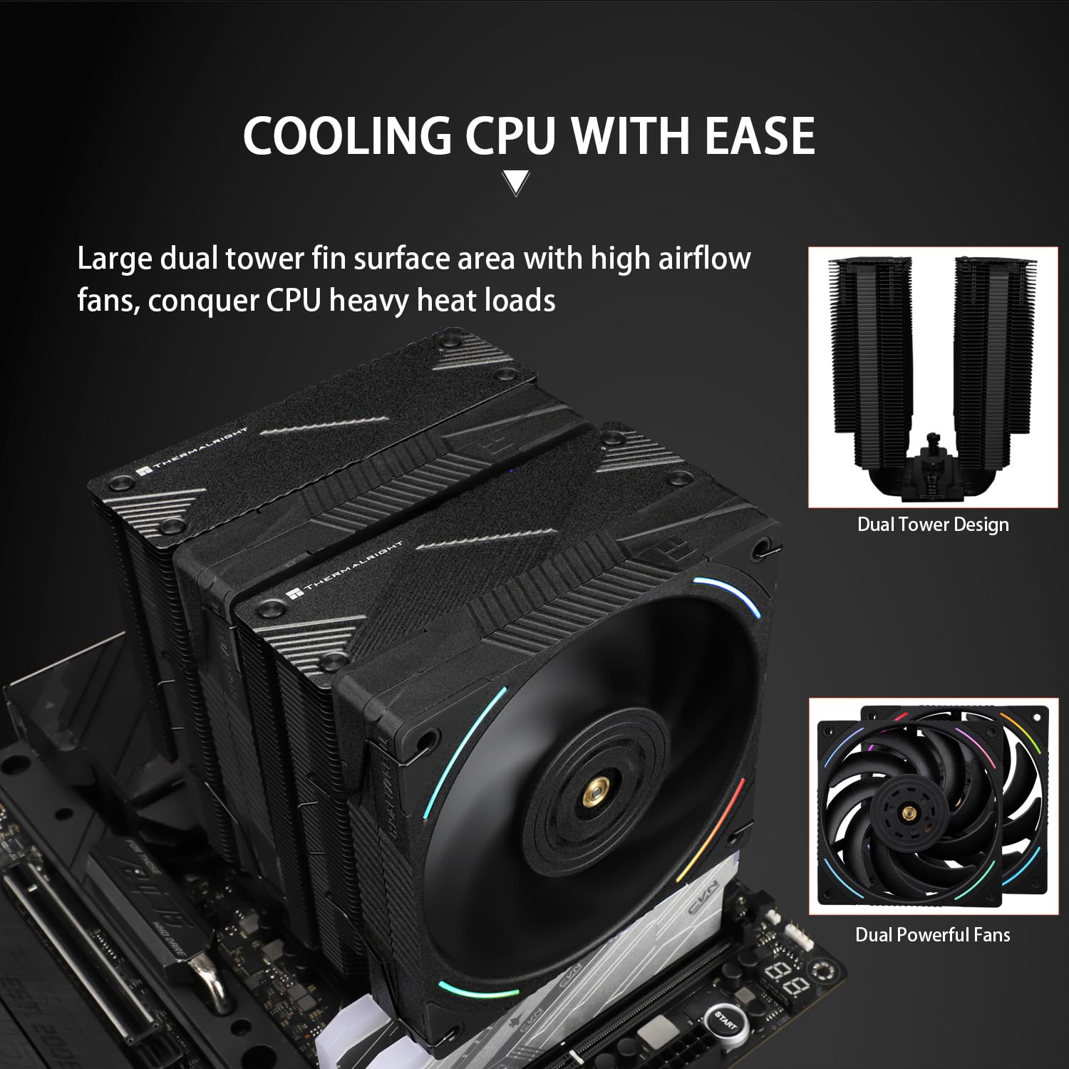 CPU Cooler with Dual PWM Fans and 7 Heat Pipes F295