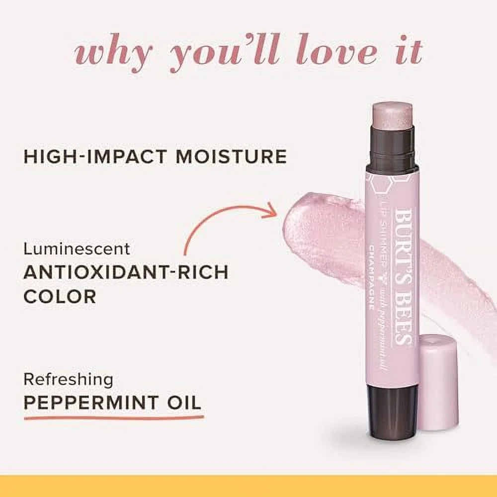Tinted Lip Balm Stick, Moisturizing with Buildable Color, Champagne (4-Pack) Y4422