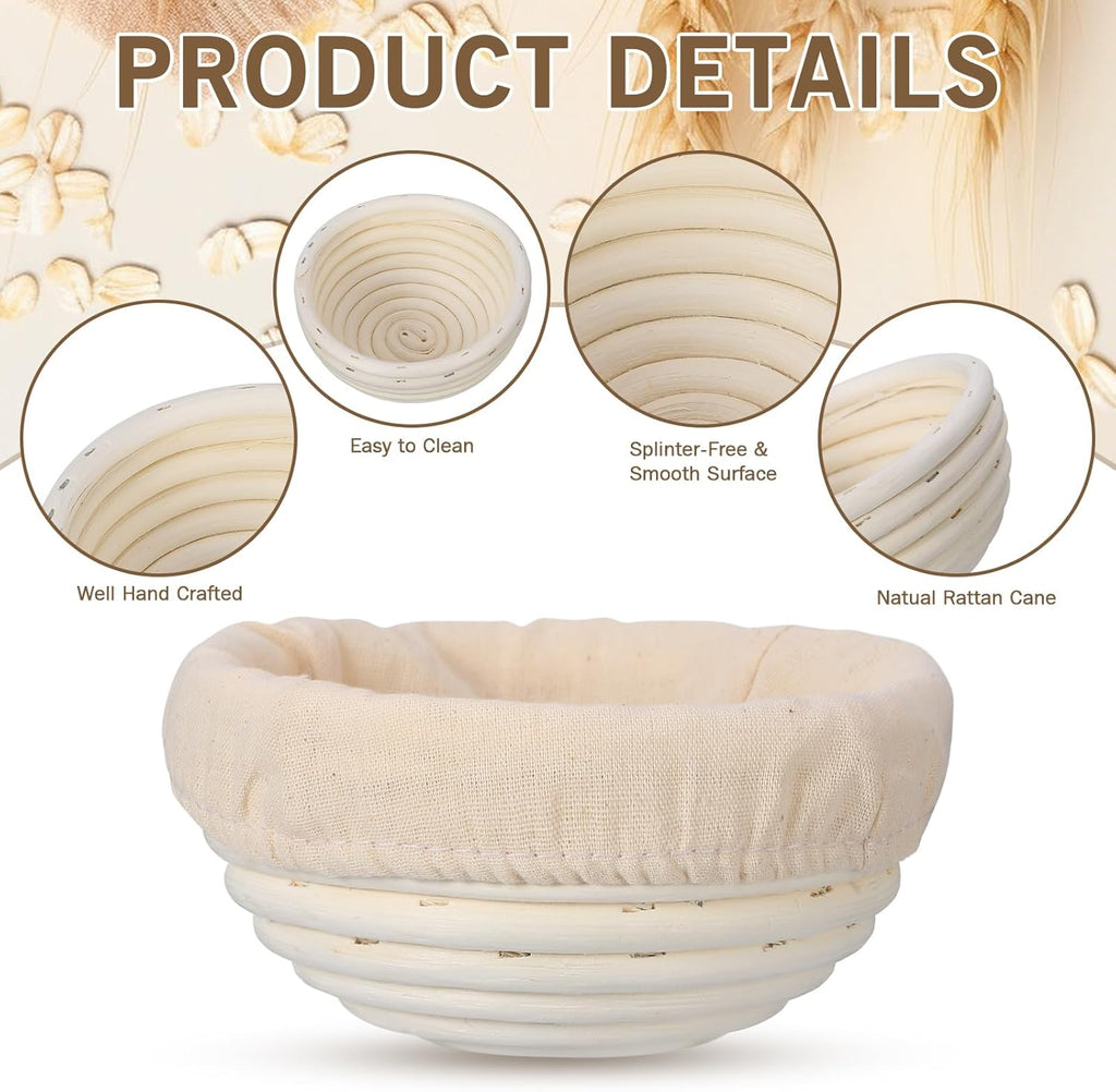 Bread Proofing Basket 5 Inch Banneton Round Dough Sourdough Set with Linen Liner L758