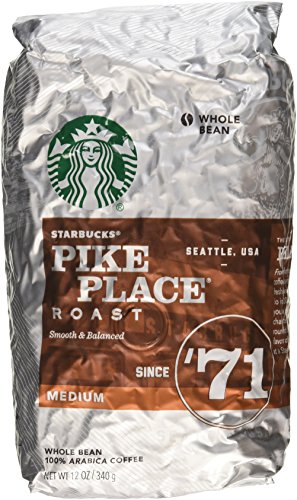 Starbucks Medium Roast Whole Bean Coffee — Pike Place — 100% Arabica — 1 bag (18 oz) (Pack of 2)