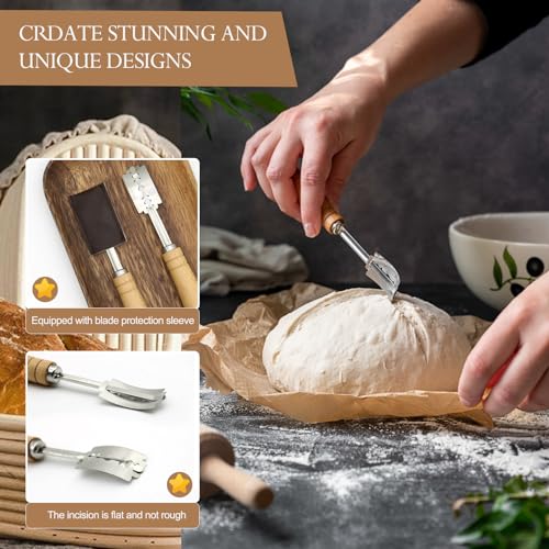 Sourdough Proofing Baskets and Baking Supplies Kit with Bannetons, Lame, Whisk, Scrapers, and Liners C1461