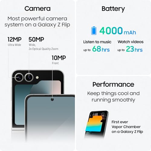 Galaxy Z Flip 6 AI Cell Phone, 256GB Unlocked Android Smartphone, Foldable Design C58927