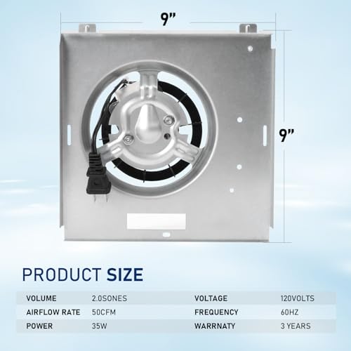 50 CFM Bathroom Fan Motor 2.0 Sone 9x9 C34387