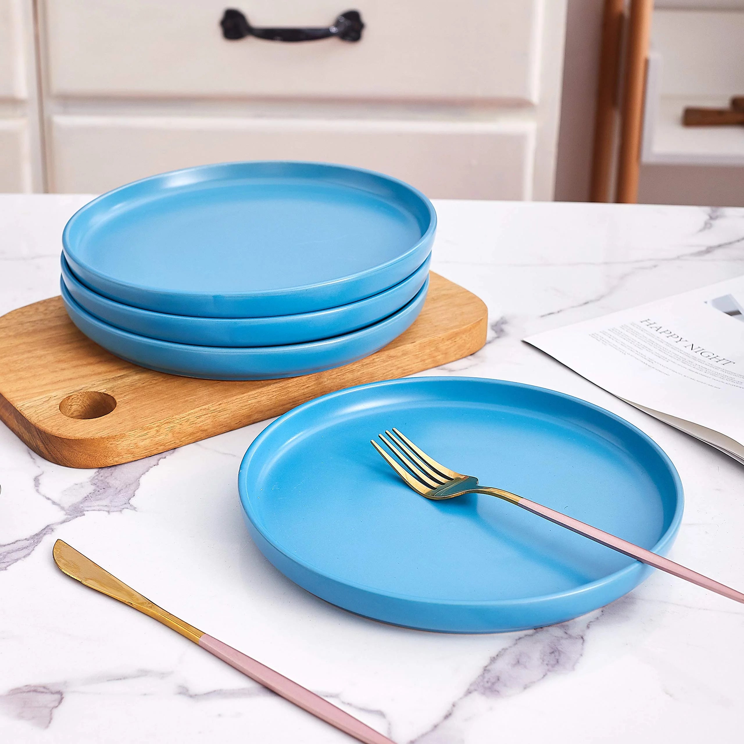 Christmas Dinner Plates Set of 4 Matte Ceramic 8 Inch P982712