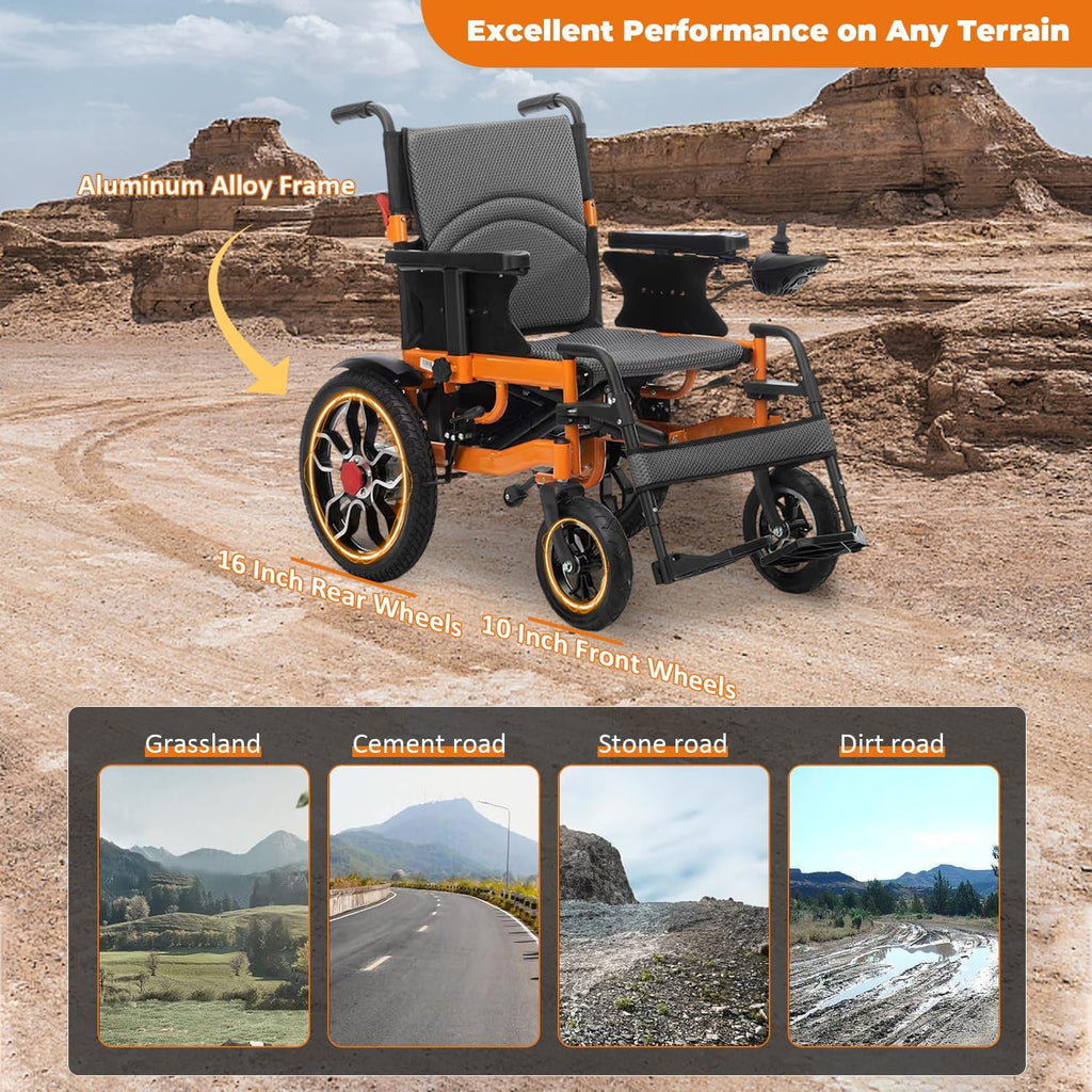 Foldable Electric Wheelchair for Adults, 21in Wide, 500W All Terrain N436