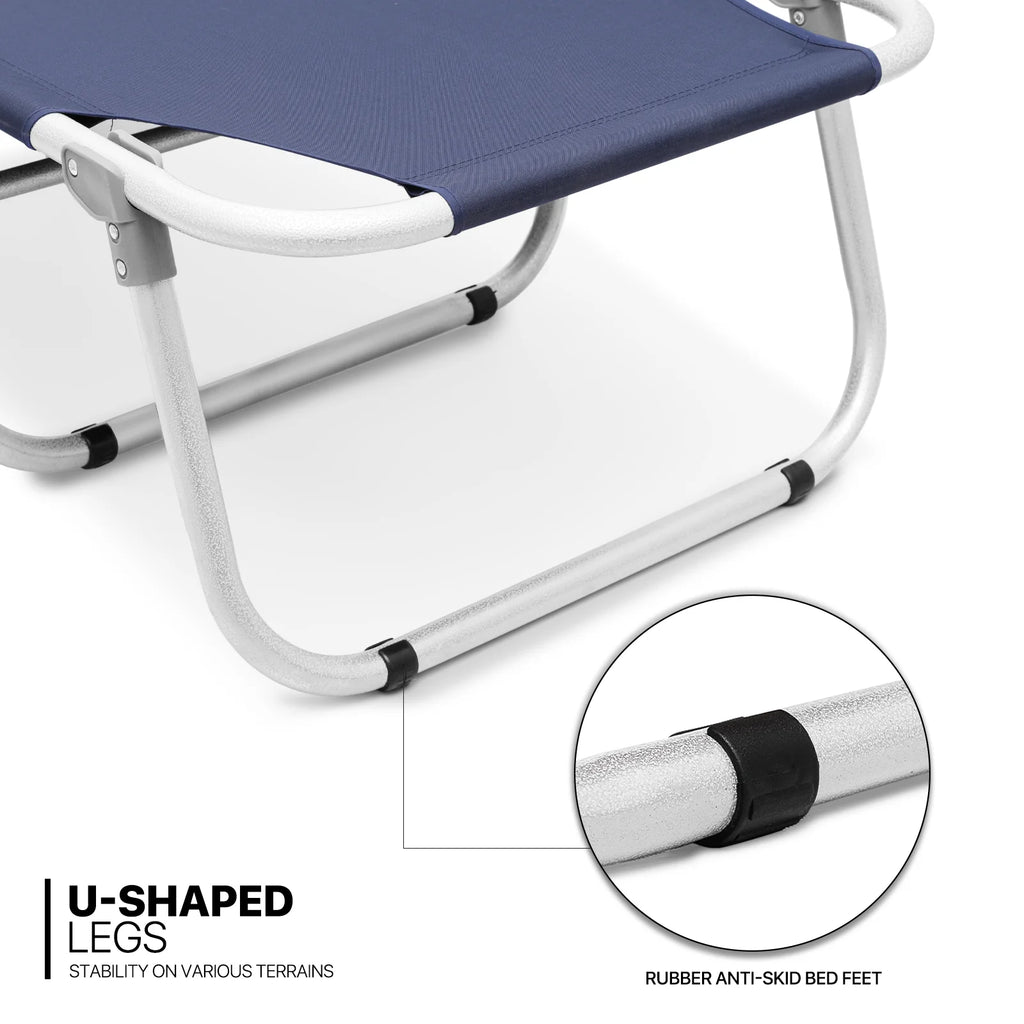 Portable Folding Bed Reclining Lounger Camping Cot with Pillow and Carry Bag I549492