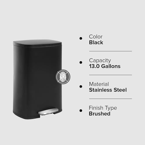 13 Gallon Stainless Steel Step Trash Can for Home Kitchen S936569