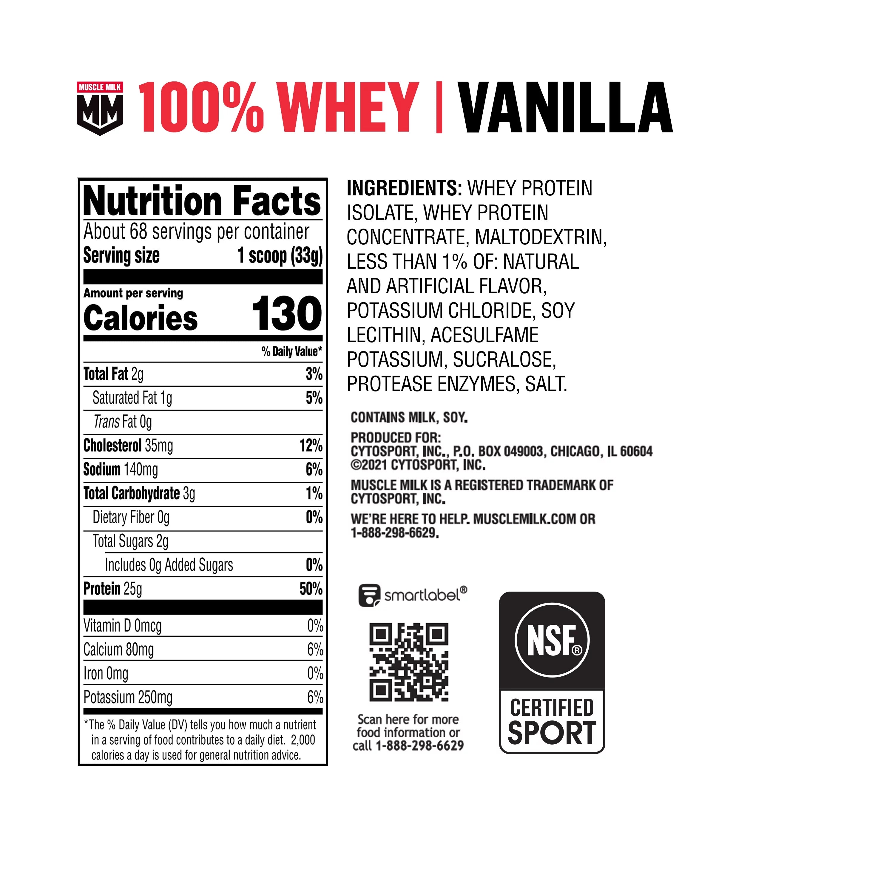 Vanilla Whey Protein Powder, 5 Pound M4153