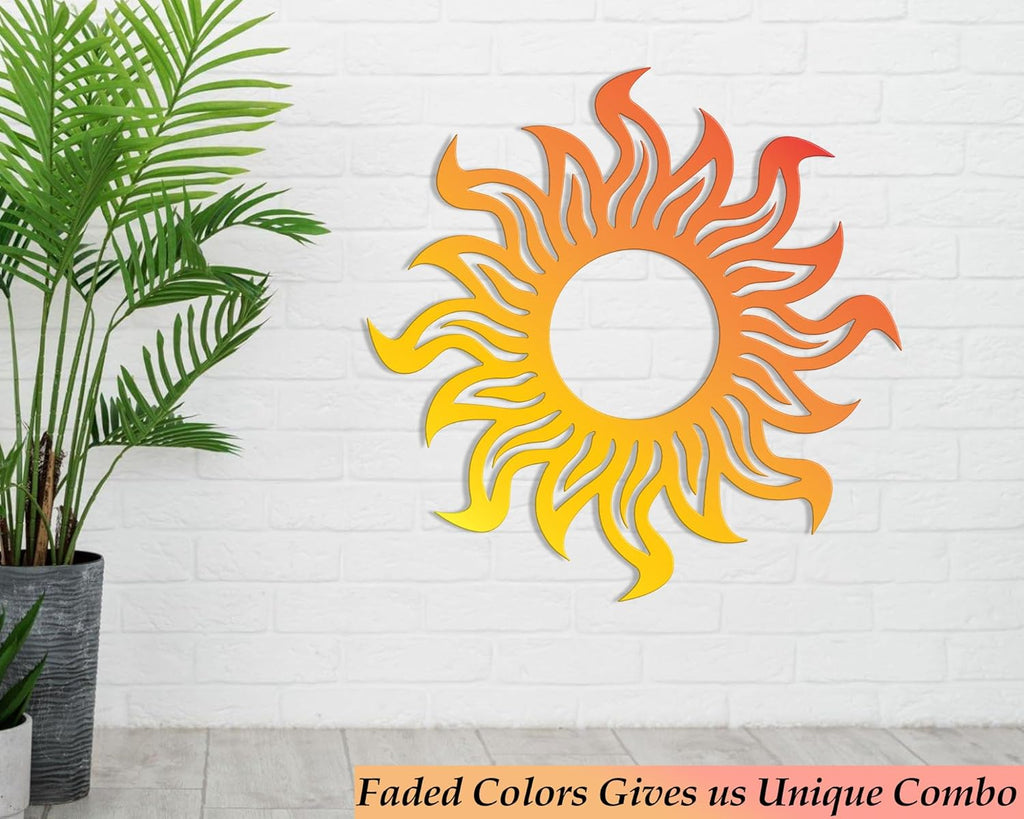 Sun Metal Wall Art - Large Bright Hanging Sunburst Decoration A1930