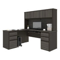 Atlin Designs 6 Piece Wood L Shaped Computer Desk with Hutch in Bark Gray